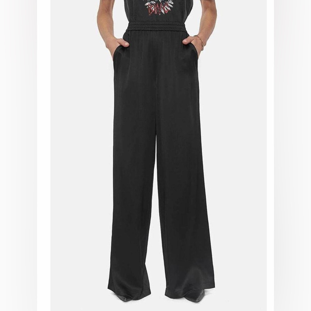 Anine Bing Romy Silk Pants in Black Size Small